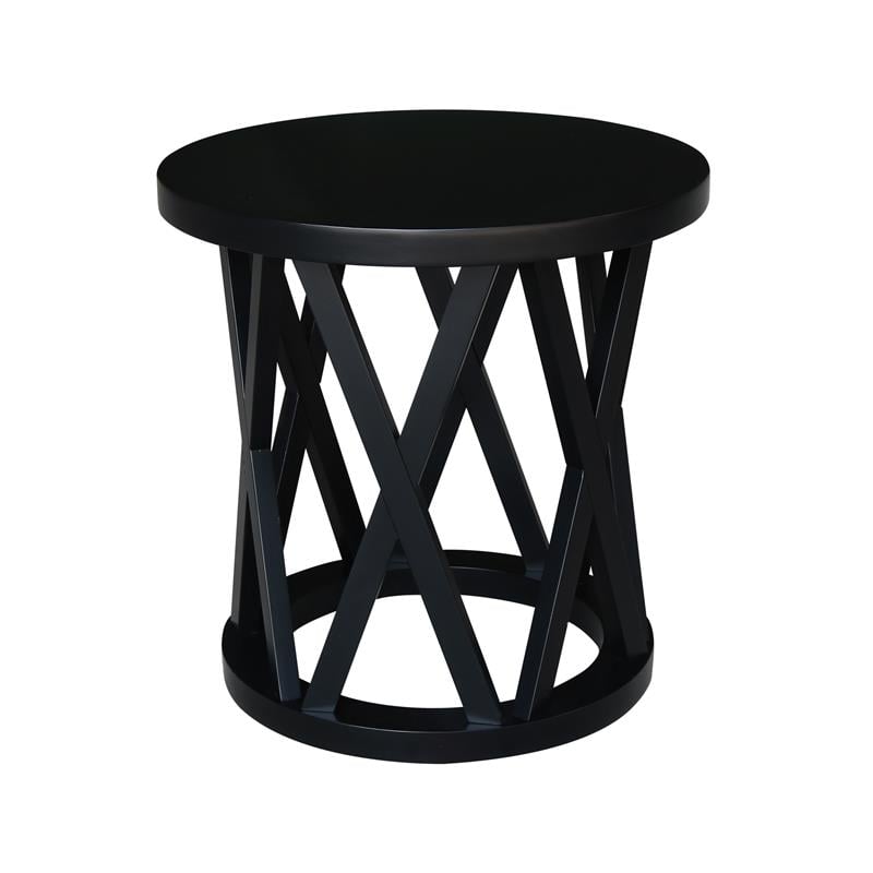 International Concepts Round Ceylon Solid Wood End Table Black