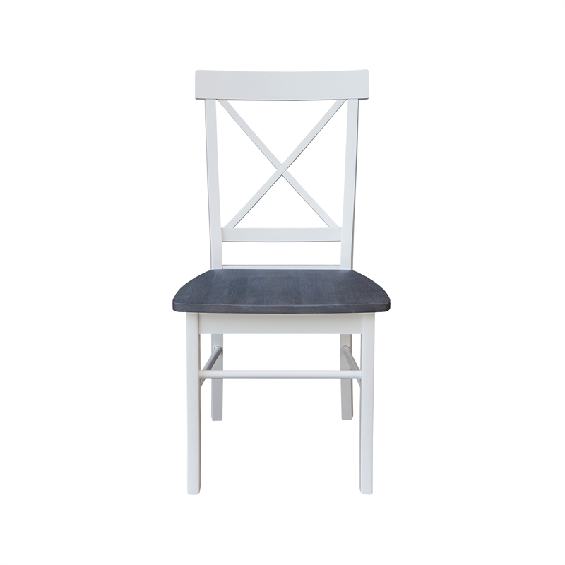 42 in. Drop Leaf Wood Dining Table with 4 X-back Chairs in White/Heather Gray