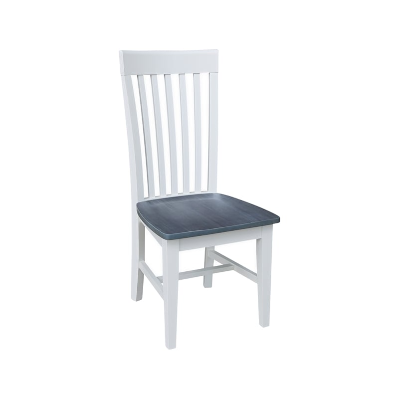 42 in. Drop Leaf Wood Dining Table with 4 Slat Back Chairs in White/Heather Gray