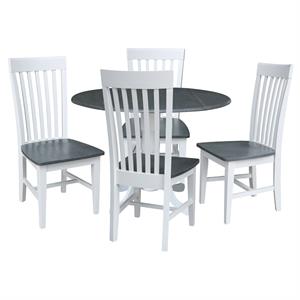 42 in. dual drop leaf dining table with 4 slat back chairs - 5 piece dining set