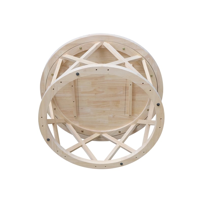 International Concepts Round Ceylon Solid Wood Coffee Table Unfinished