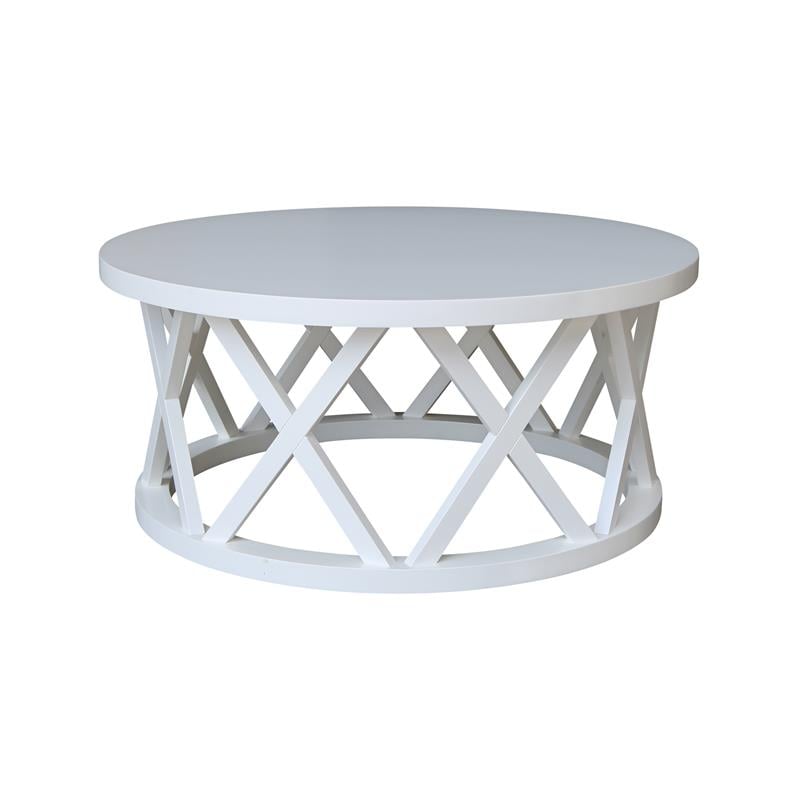 International Concepts Round Ceylon Solid Wood Coffee Table White