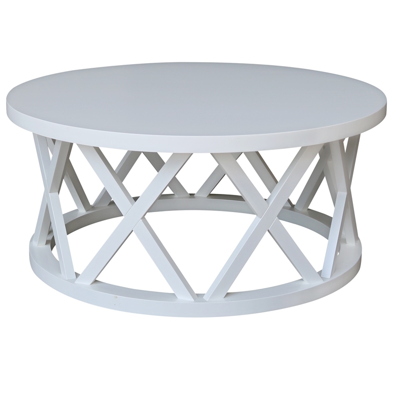 International Concepts Round Ceylon Solid Wood Coffee Table White