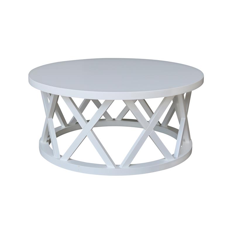 International Concepts Round Ceylon Solid Wood Coffee Table White