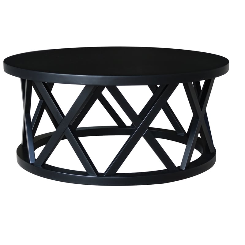 International Concepts Round Ceylon Solid Wood Coffee Table Black