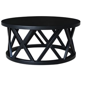 International Concepts Round Ceylon Solid Wood Coffee Table Black