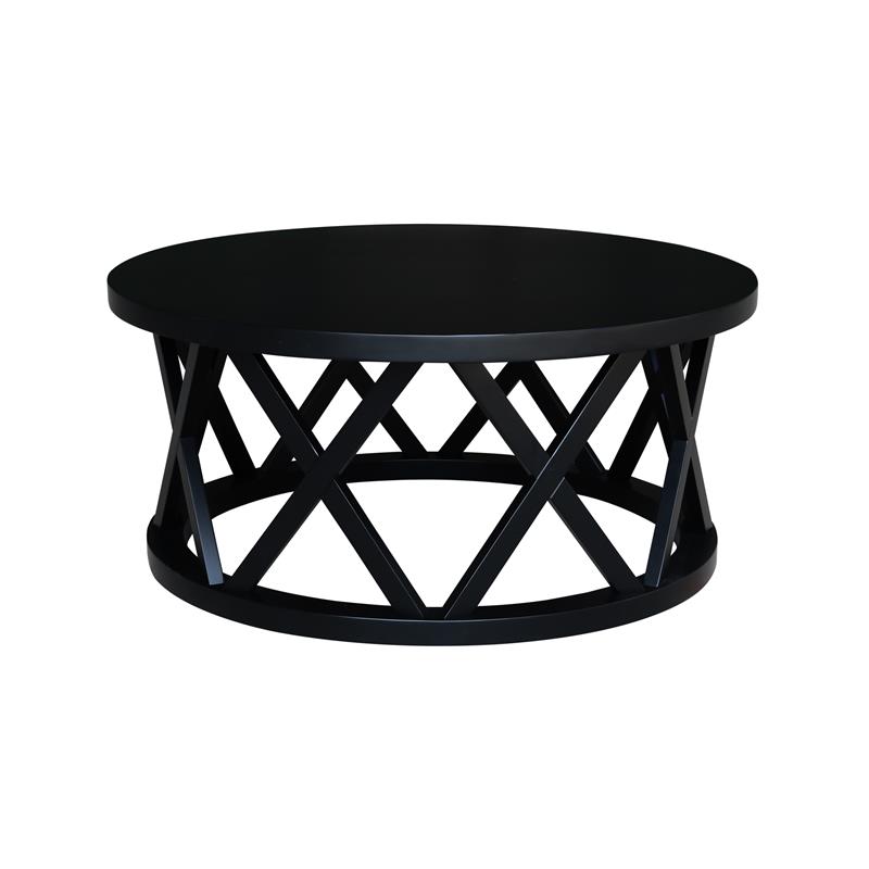 International Concepts Round Ceylon Solid Wood Coffee Table Black