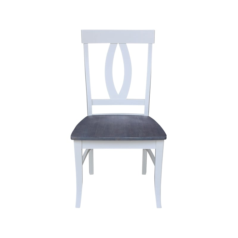 42 in. Drop Leaf Wood Dining Table with 2 Dining Chairs in White/Heather Gray