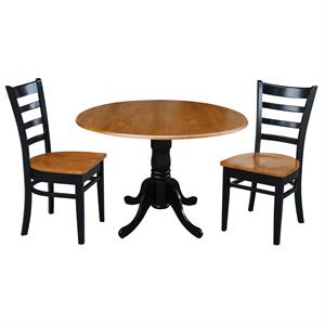 42 in. dual drop leaf dining table with 2 ladderback chairs