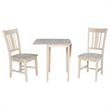 Drop Leaf Solid Wood Dining Table with 2 Splat Back Chairs