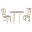 Drop Leaf Solid Wood Dining Table with 2 Splat Back Chairs