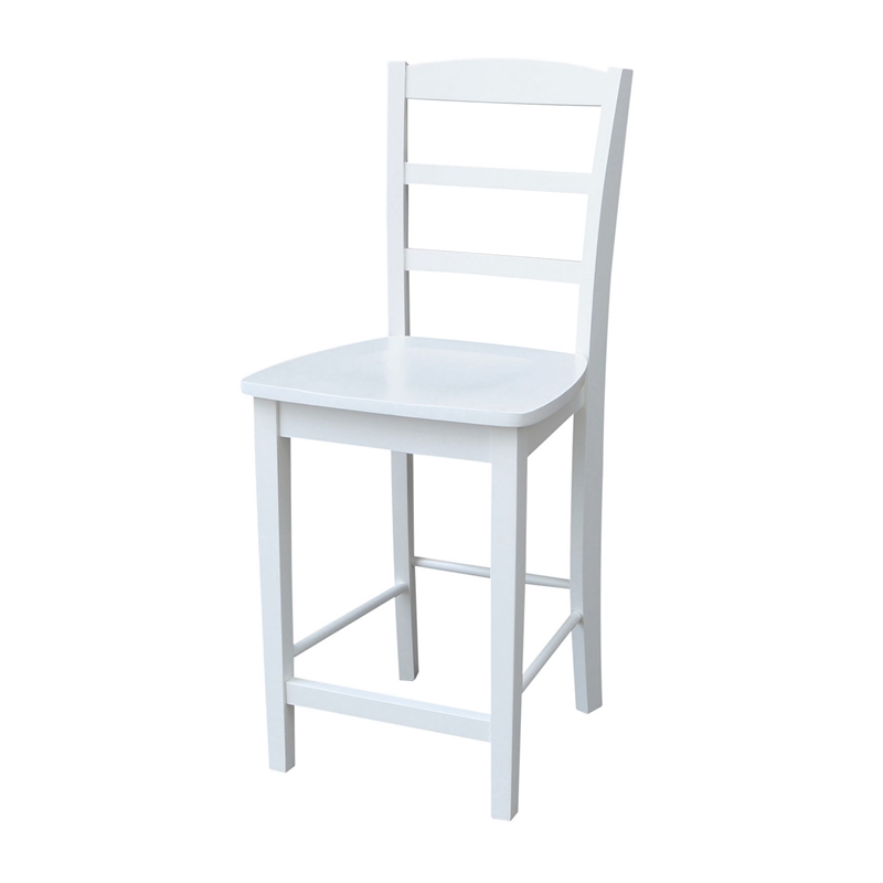 International Concepts Madrid Solid Wood Counter Height Stool in White