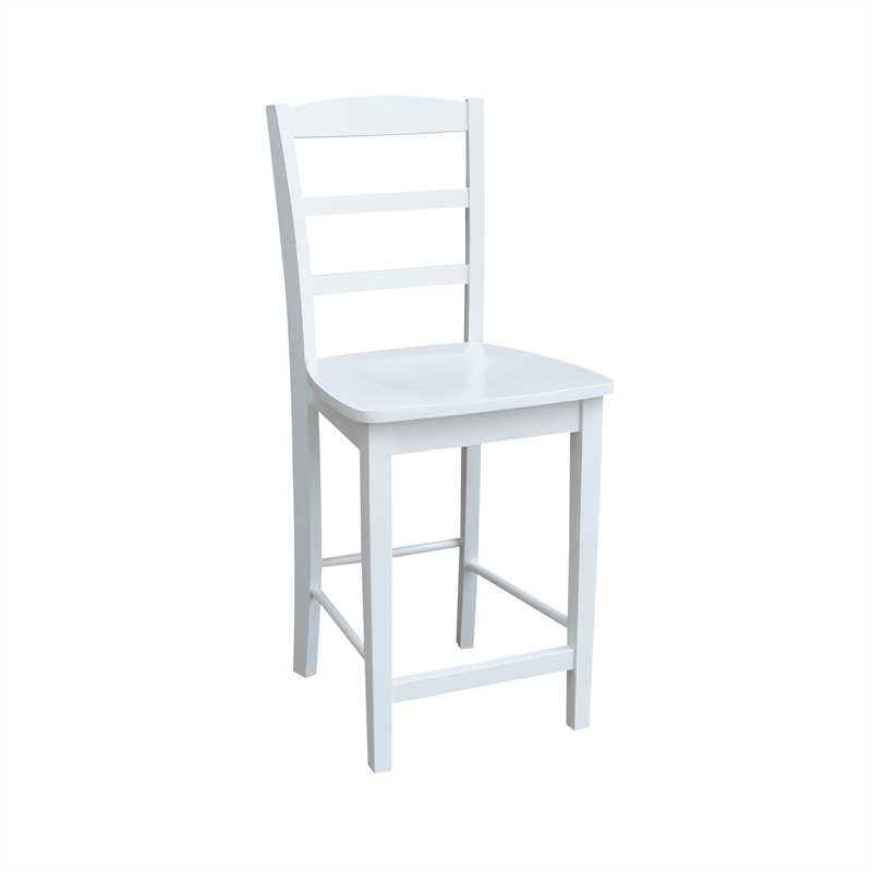 International Concepts Madrid Solid Wood Counter Height Stool in White