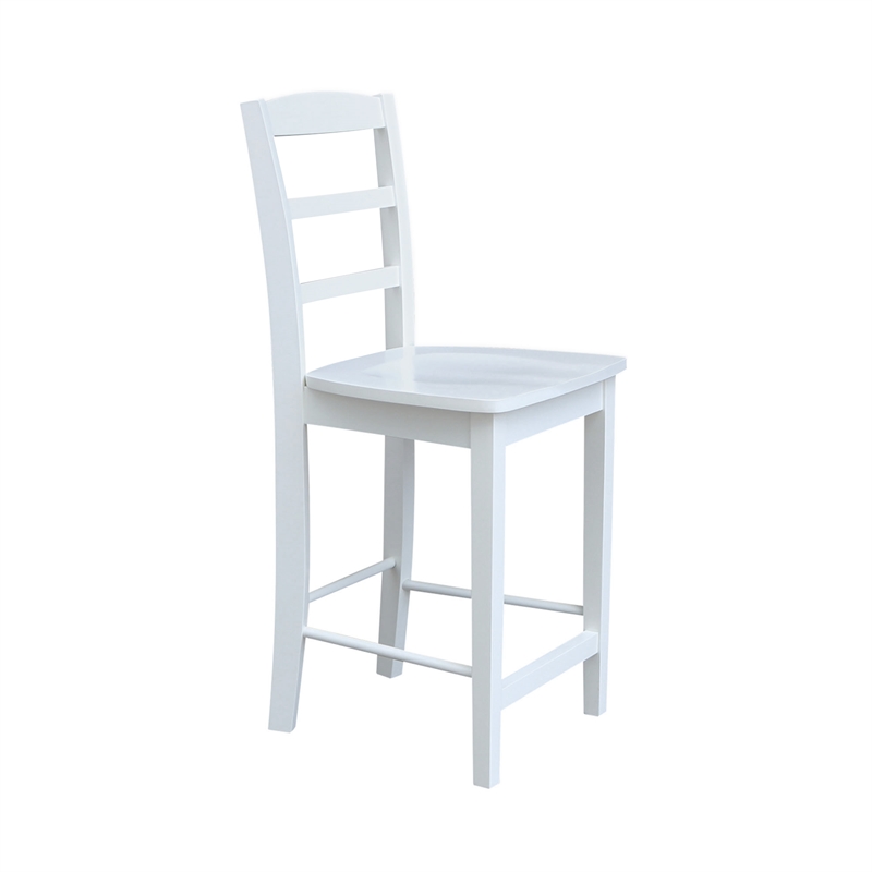 International Concepts Madrid Solid Wood Counter Height Stool in White