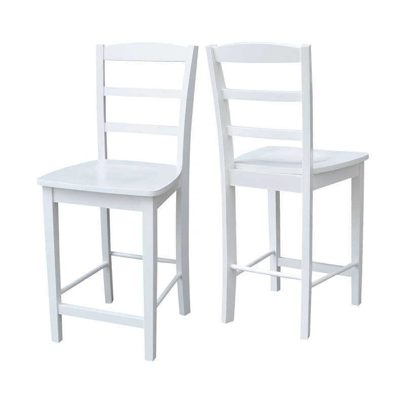 International Concepts Madrid Solid Wood Counter Height Stool in White