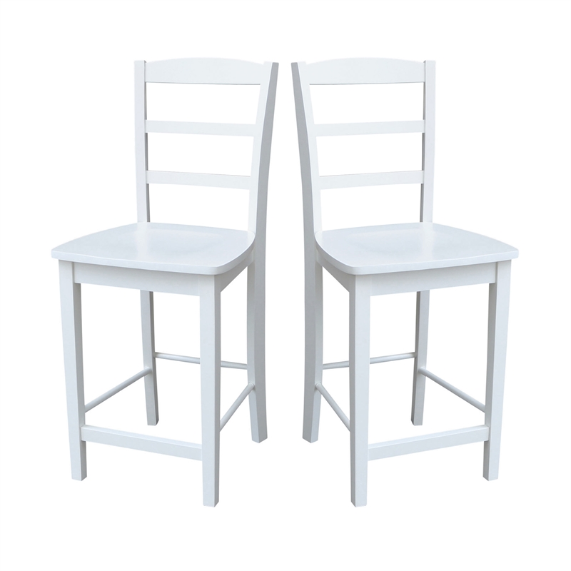 International Concepts Madrid Solid Wood Counter Height Stool in White