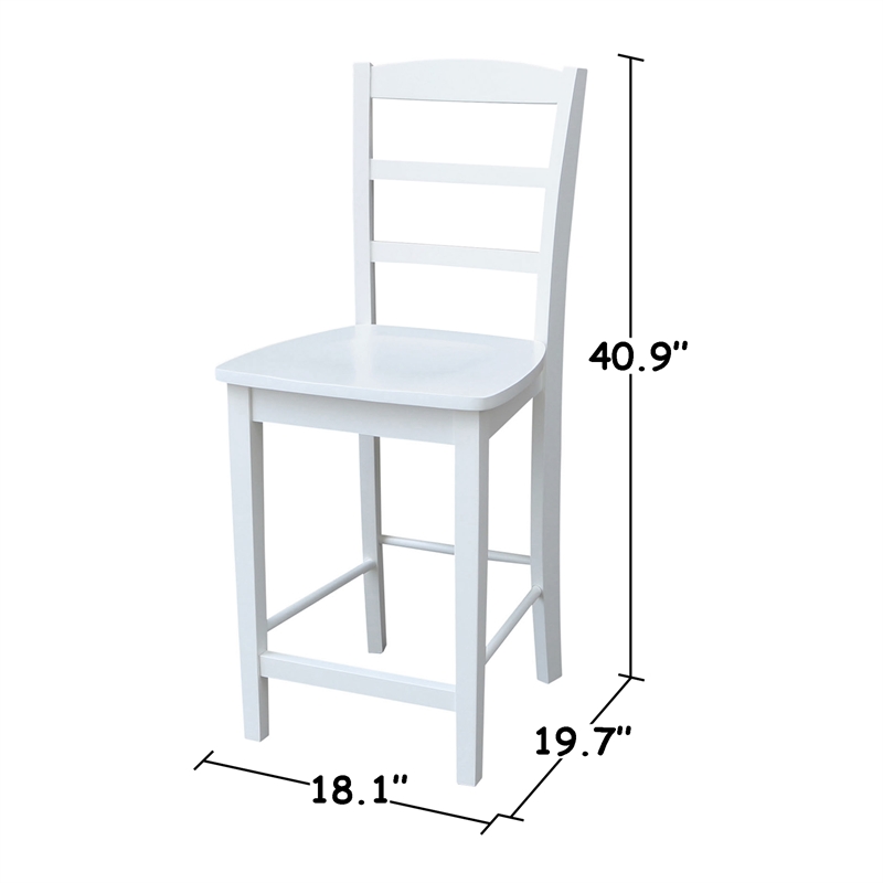 International Concepts Madrid Solid Wood Counter Height Stool in White
