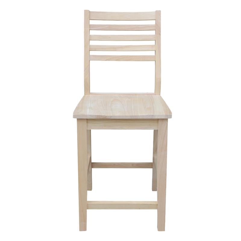 International Concepts Aspen Solid Wood Counter Height Slat Stool - Unfinished