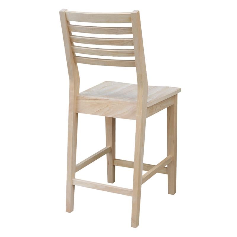 International Concepts Aspen Solid Wood Counter Height Slat Stool - Unfinished