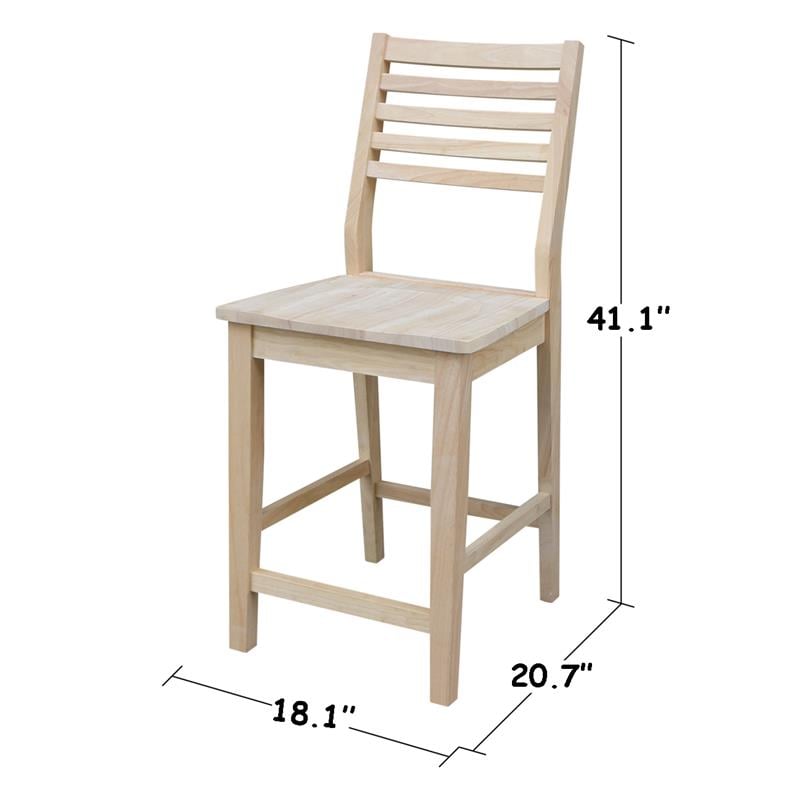 International Concepts Aspen Solid Wood Counter Height Slat Stool - Unfinished