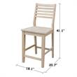 International Concepts Aspen Solid Wood Counter Height Slat Stool - Unfinished