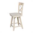 Charlotte Solid Wood Counter Height Stool With Swivel Seat - Unfinished