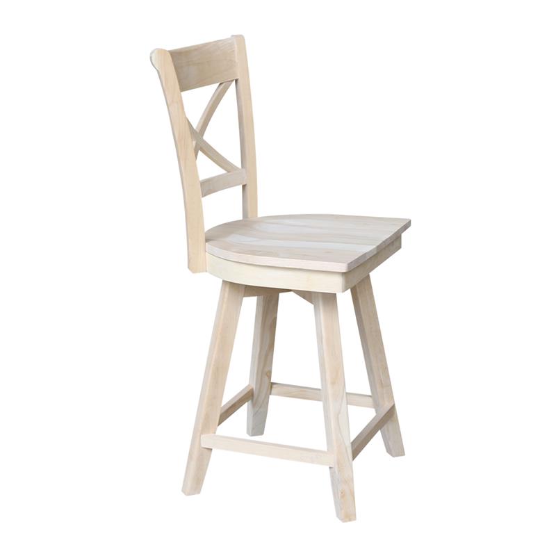 Charlotte Solid Wood Counter Height Stool With Swivel Seat - Unfinished