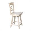 Charlotte Solid Wood Counter Height Stool With Swivel Seat - Unfinished