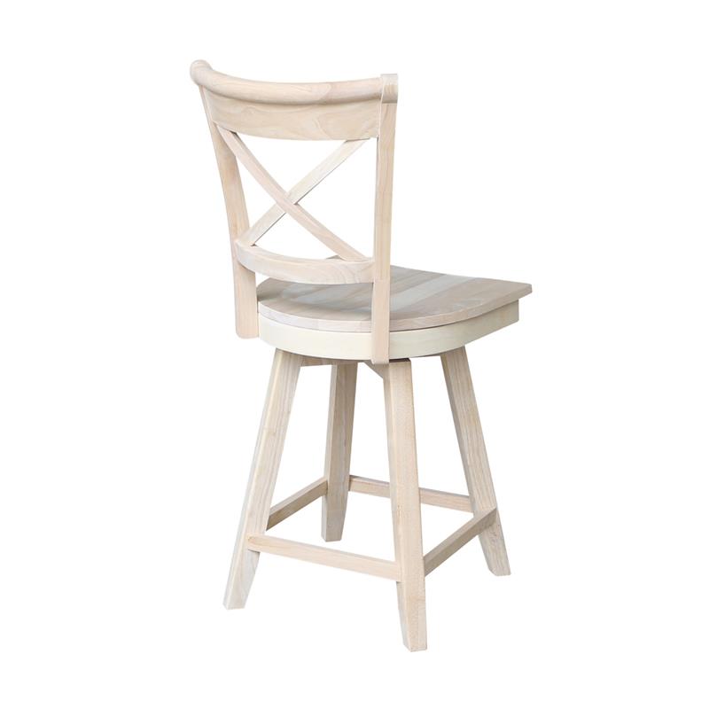 Charlotte Solid Wood Counter Height Stool With Swivel Seat - Unfinished