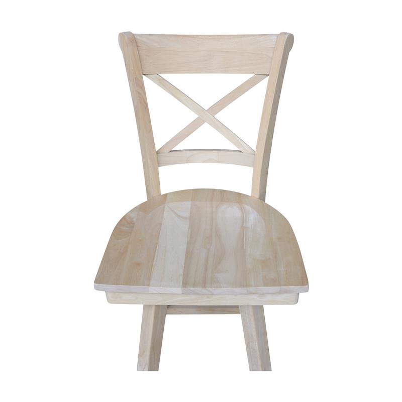 Charlotte Solid Wood Counter Height Stool With Swivel Seat - Unfinished