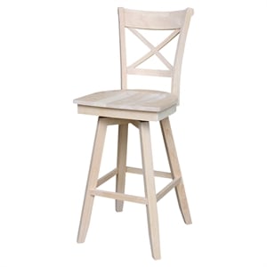 Charlotte Solid Wood Bar Height Stool with Swivel Seat  - Unfinished