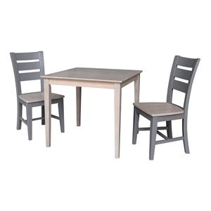 36x36 wood dining table with 2 chairs