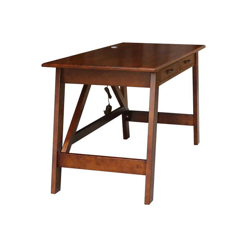 International Concepts Serendipity Espresso Wood Desk with 2 Drawers