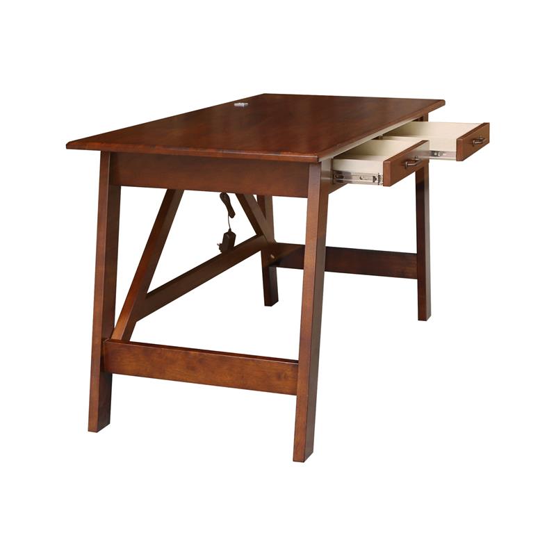 International Concepts Serendipity Espresso Wood Desk with 2 Drawers