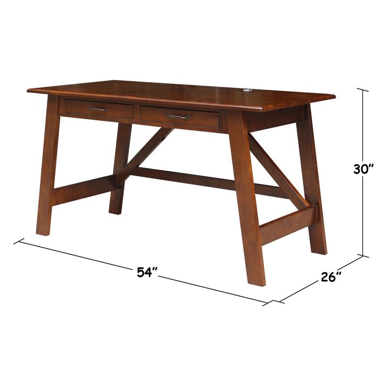 International Concepts Serendipity Espresso Wood Desk with 2 Drawers
