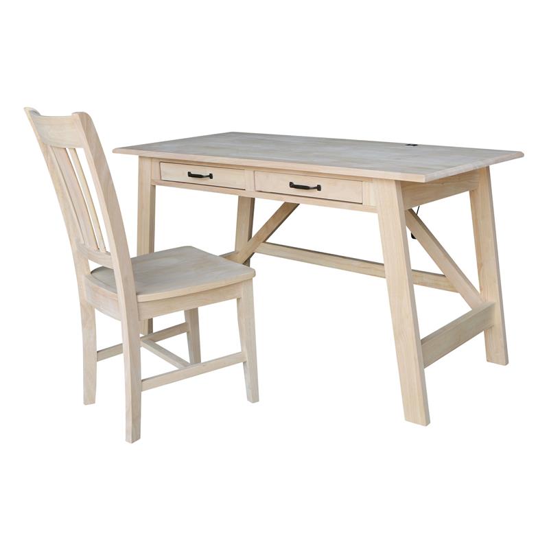 International Concepts Serendipity Wood Desk with 2 Drawers and Chair