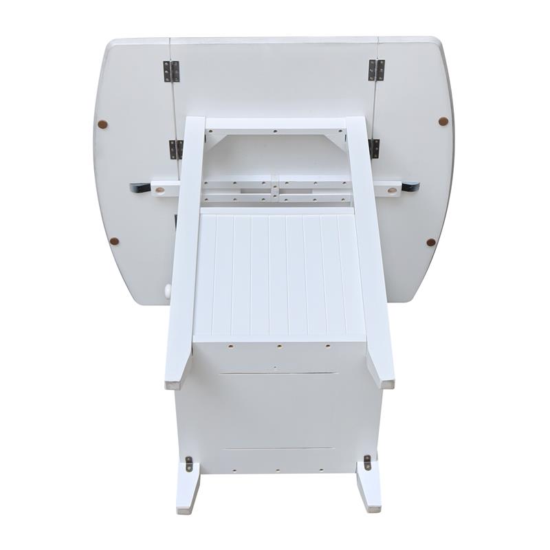 Dual Drop Leaf White Wood Bistro Table Counter Height with Storage