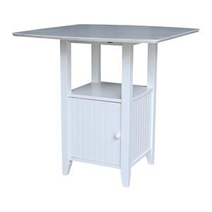 dual drop leaf white wood bistro table counter height with storage