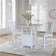 Dual Drop Leaf Wood Bistro Table With Storage and 2 Counter Stools