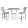 Dual Drop Leaf Wood Bistro Table With Storage and 2 Counter Stools