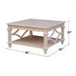 International Concepts Josephine Square Solid Wood Coffee Table