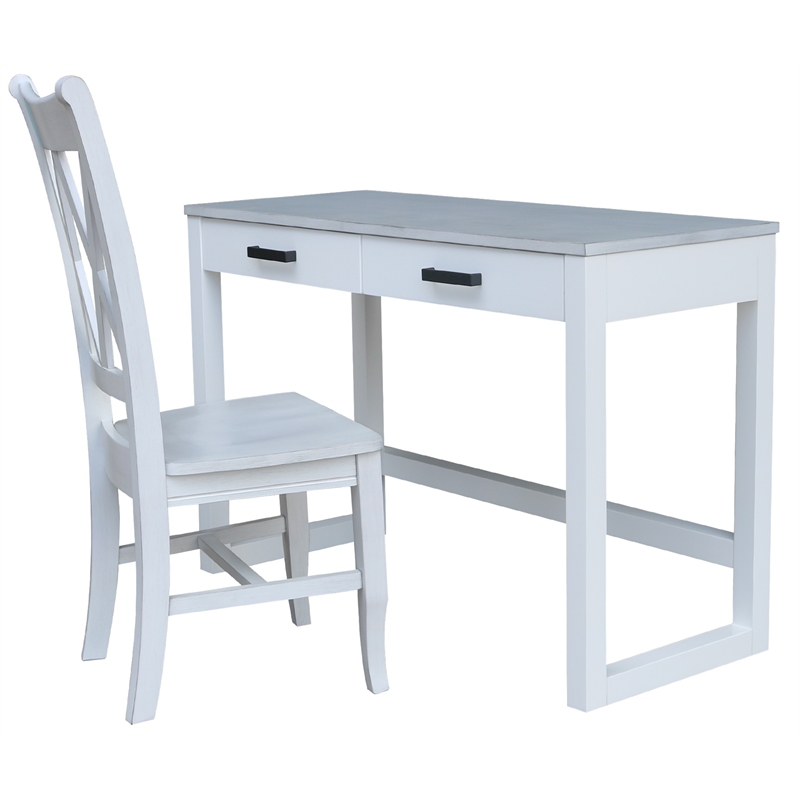 International Concepts Carson Wood Desk with Two Drawers and Chair