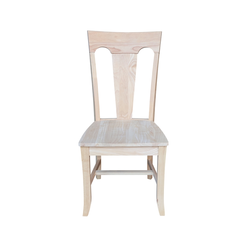 International Concepts Set of Two Solid Wood Elle Chairs in Unfinished