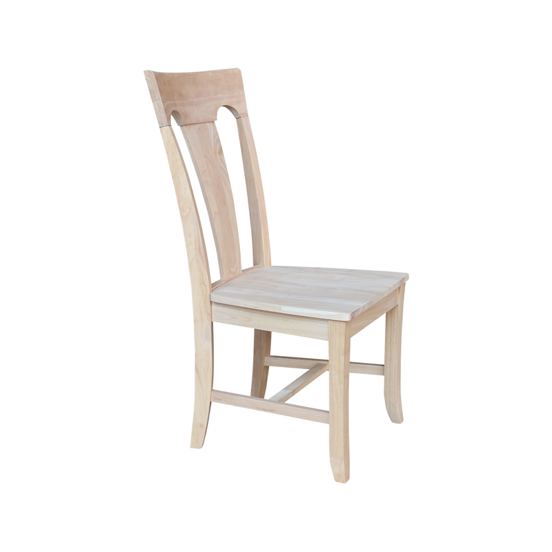 International Concepts Set of Two Solid Wood Elle Chairs in Unfinished