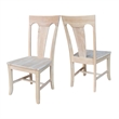 International Concepts Set of Two Solid Wood Elle Chairs in Unfinished