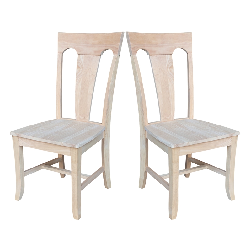 International Concepts Set of Two Solid Wood Elle Chairs in Unfinished
