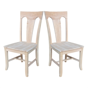 International Concepts Set of Two Solid Wood Elle Chairs in Unfinished