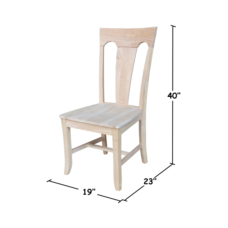 International Concepts Set of Two Solid Wood Elle Chairs in Unfinished