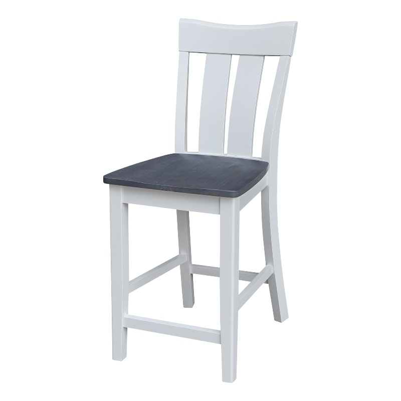 Ava Solid Wood Counterheight Stool - in White/Heather Gray