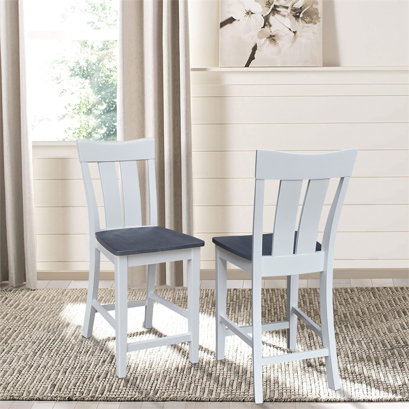 Ava Solid Wood Counterheight Stool - in White/Heather Gray